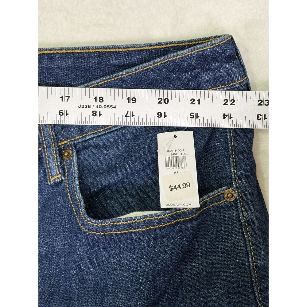 New Old Navy Jeans Womens 24 Plus Blue Dark Wash High Rise OG Loose Straight